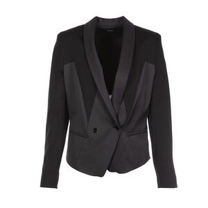 MAX & Co. Dual Textured Black Jacket Formal Blazer With Shawl Lape